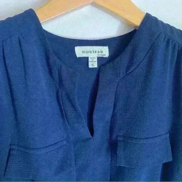Monteau Women's Small Navy Cinched Waist Dress - Picture 4 of 6
